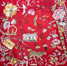 Salvatore Ferragamo Silk Scarf Icons Logo Ani...