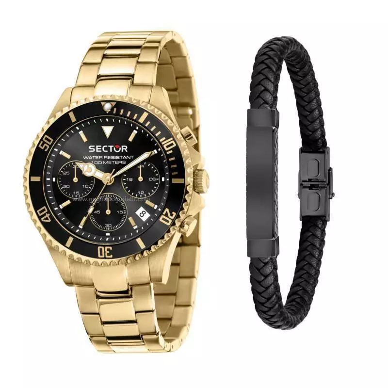 Set Watch Sector 230 R3273661028 Steel Chronograph Gold Men&#039;s Bracelet | eBay