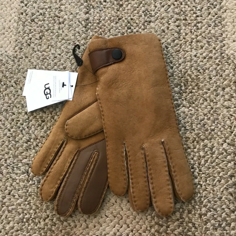 Guantes UGG Tech Invierno Piel de Oveja Marrón Completamente Forrados Cálidos Para Hombre L Grandes Calce Ajustado Foto 2 de 2