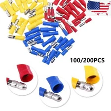 100/200PCS 22-10AWG Male/Female Crimp Insulated Wire Connectors Bullet Terminals
