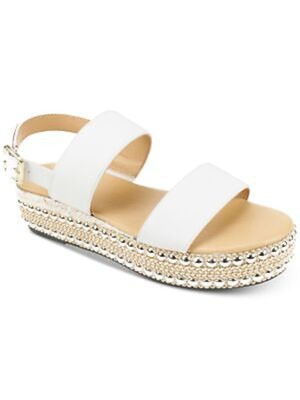 SEVEN DIALS Womens White Berenice Round Toe Platform Espadrille Shoes 7 M