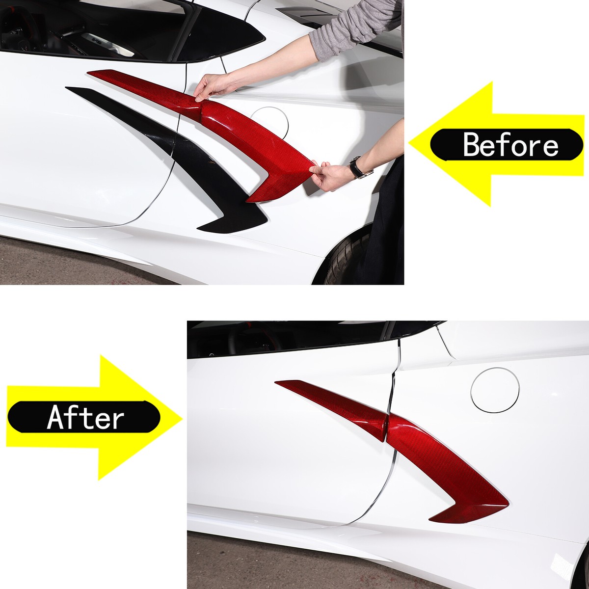 2020-2025 Corvette C8 Red Carbon Fiber Side Fender Vent Door