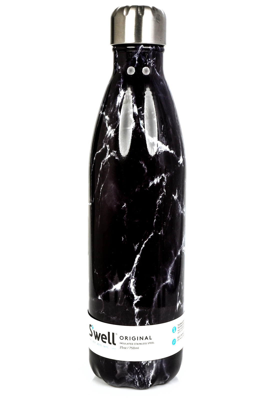 S'well 280981 Stainless Steel Water Bottle, 25 fl oz, Black Marble