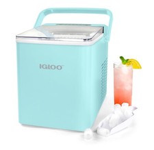 Igloo Portable Ice Maker Countertop Bullet Ice Machine 26lbs Aqua Scoop Basket