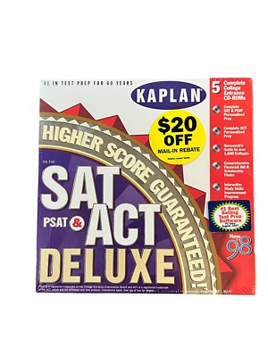 Kaplan SAT, ACT, PSAT Deluxe 5 CD Set 1998 Edition Brand New PC And Mac