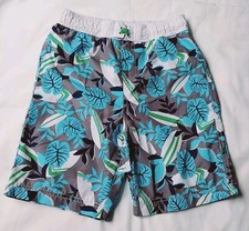 Boys Elastic Waist Trucks Shorts Quick Dry Lightweight Size 7 Blue Print Used