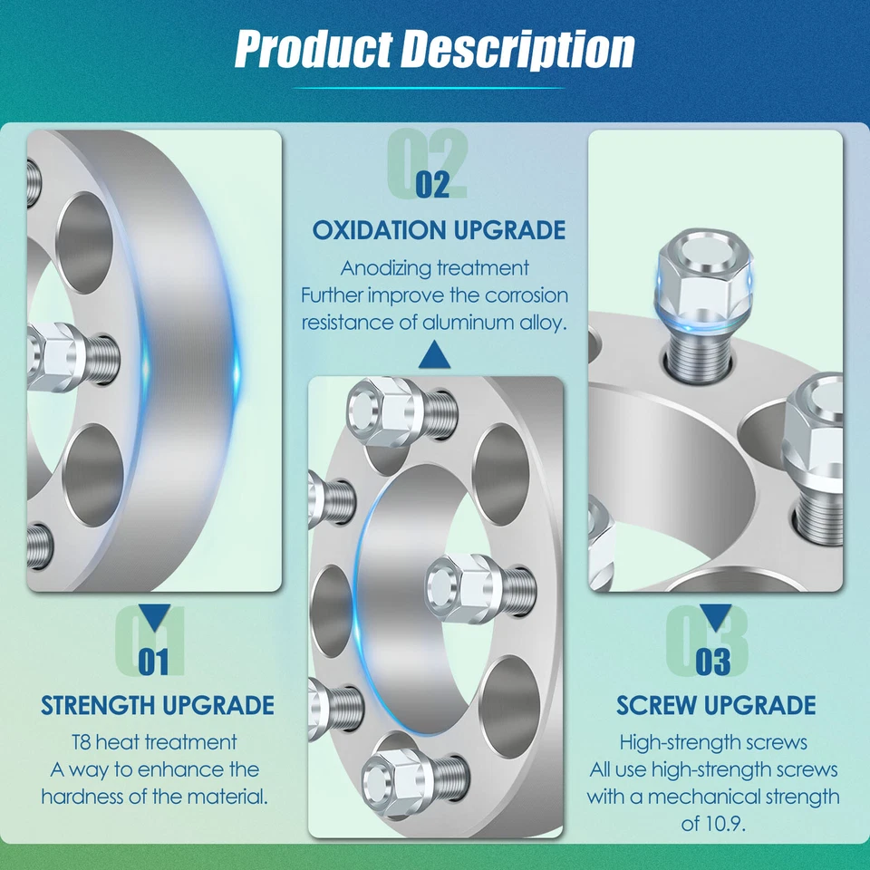 4 piezas espaciadores de rueda 1,5" 5x4,5 5x114,3 para Hyundai Santa Fe Mazda 5 Toyota Tacoma Foto 3 de 4
