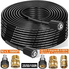 High Pressure Washer Hose 25/50/100ft 5800PSI M22 Power Washer Extension Hose