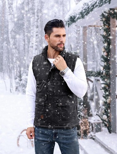 MAGCOMSEN Men's Winter Vest Outerwear Fleece Lined Outdoor Vest Warm Sleeveless - Picture 2 of 14