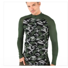 Woolona Merino Wool Camo Quarter Zip Pullover Base Layer Top Mens M
