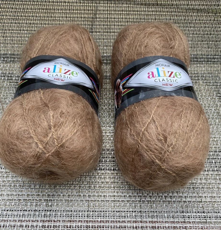 Set of 2 ALIZE Light Brown Turkish Mohair Blend Yarn 3.53 Oz /218.7 Yds 2 Skeins - Image 3 of 4