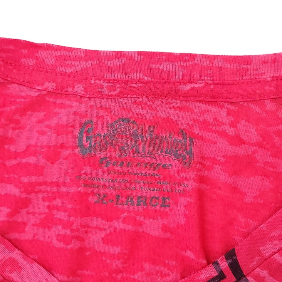 Gas Monkey Garage Top Womens XL Short Sleeve Y2K Shirt V Neck Stretch