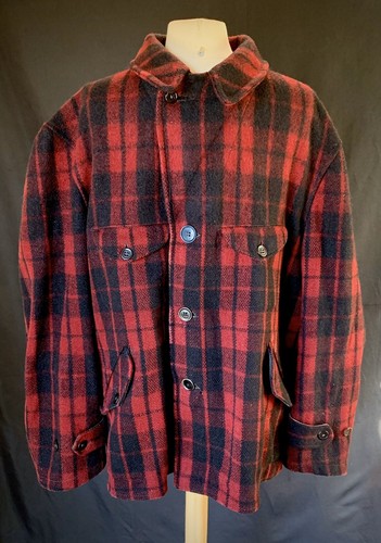 Vintage 1940's Soo Woolen Mills Red & Black Plaid