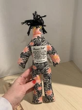 Dammit Doll 12" Pink Lotus Flowers Black &White  background Stress Relief Doll