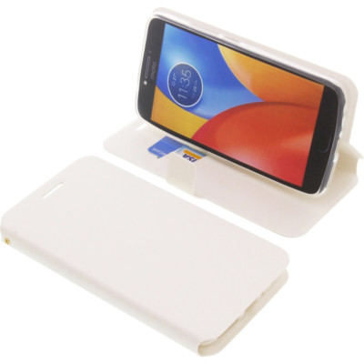 Tasche für Lenovo Moto E4 Plus Book-Style Schutz Hülle Handytasche Buch Weiß