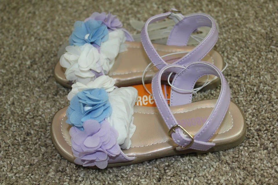 Sandalias Gymboree Spring Blooms púrpura azul flor niñas pequeñas zapato talla 8 nuevas con etiquetas Foto 3 de 4
