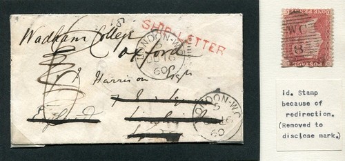 LETTERA SPEDIZIONE GB LONDRA FRANCOBOLLO A MANO RARO COLLEZIONE EX ROBERTSON 1860 - Foto 1 di 2