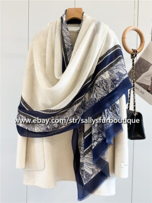 Sallys Cashmere Ring Scarf Wrap Shawl Trees Print Soft Delicate Light 78''*39''
