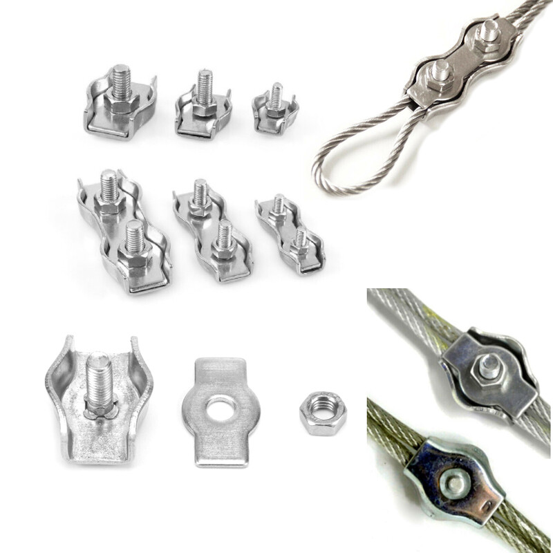 304 Stainless Steel Duplex Metal Wire Grips Simplex Rope Clamp Cable