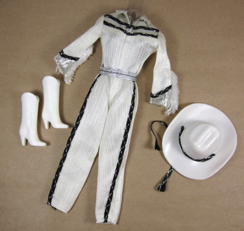 Western Barbie Jumpsuit, Hat, Boots orig Outfit partial set vtg Mattel 1980 80s