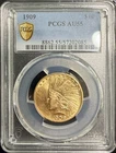 RARE 1/2 ounce 1909-P $10 INDIAN GOLD EAGLE Coin PCGS AU55 Gold Shield Key Date