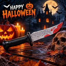 Ghost Face Bling Blade Halloween Costume Accessory Rhinestone Blood Knife Prop