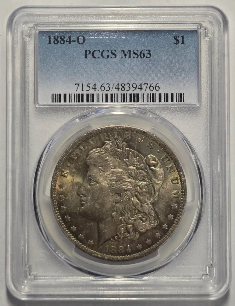 PCGS Certified MS 63 Graded 1884 Year Morgan US Dollars (1878-1921