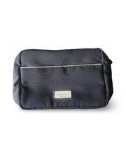 Gucci Beauty Black Fabric Makeup Bag Zipper Lined Beige Interior