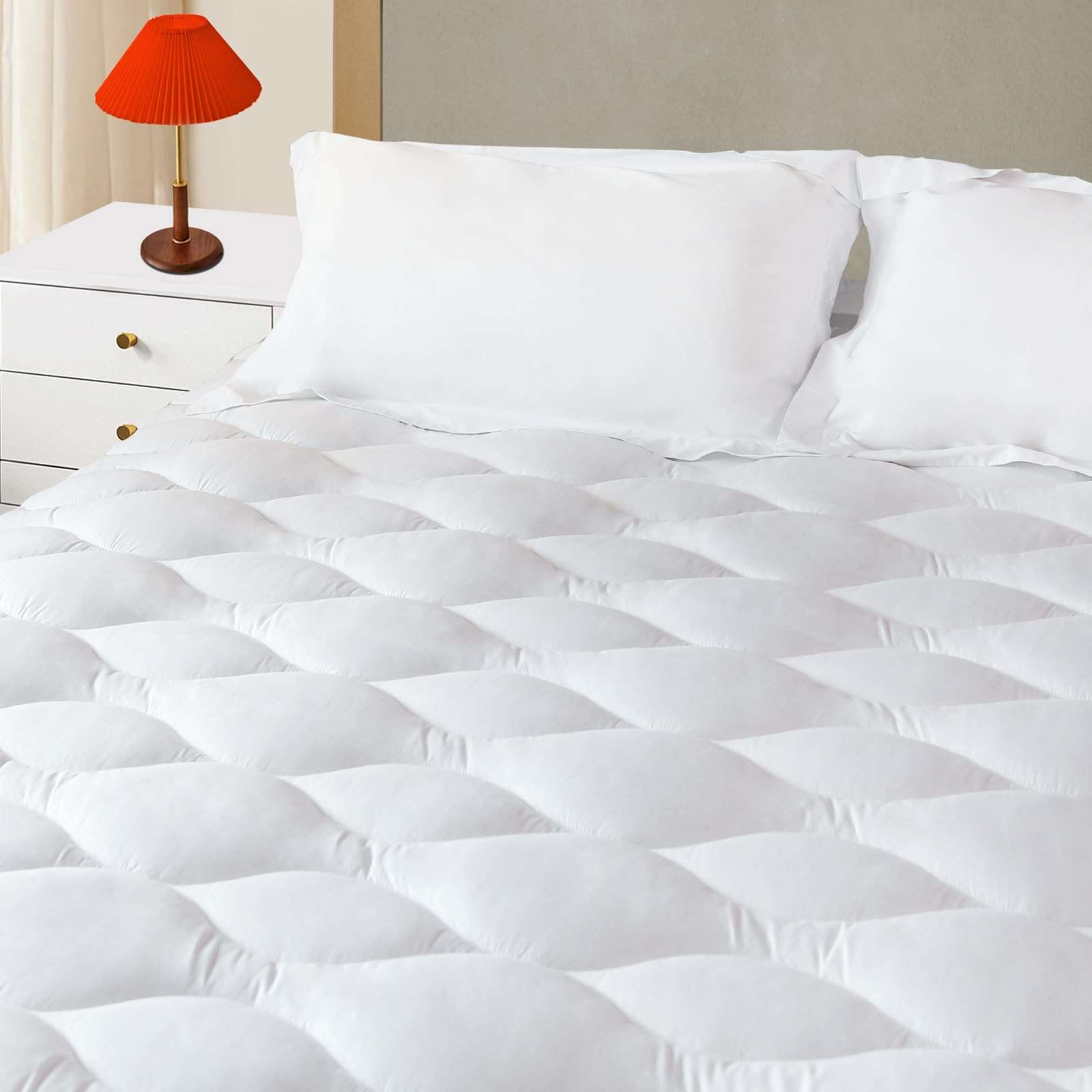 Queen Mattress Pad, Quilted &Breathable Mattress Topper Queen Size with 3D+7D...