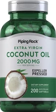Coconut Oil | 2000mg Softgel Capsules | 200 Count | by Piping Rock