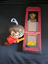 Hallmark Harry Potter on Broom Christmas Tree Ornament/Gryffindor Crest Bookmark