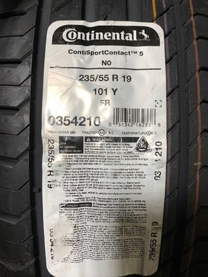 1 New 235 55 19 Continental Conti Sport Contact 5 Summer Tire