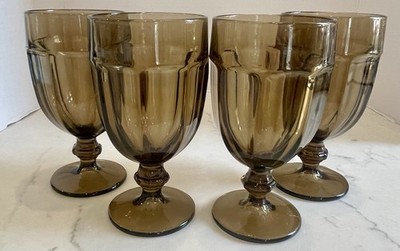 Vintage Gibraltar Duratuff Mocha Brown Goblets - Libbey Glass (Set of 4)