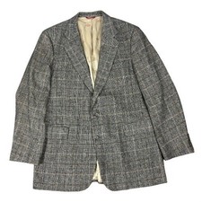 Vintage Jos. A. Bank Clothiers Camel Hair Blazer Glen Plaid Union Made Size 44R