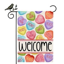 GEEORY Valentines Day Hearts Welcome Garden Flag 12 x 18 Inch - Hugs XOXO Be ...