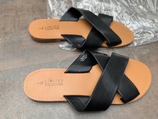 YOURS Limited Collection Flat Black Sandals Size EU 42 UK 9 EEE extra wide