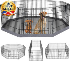 Foldable Metal Dog Exercise Pen/Pet Puppy Playpen Kennels Yard Fence Indoor/Outd