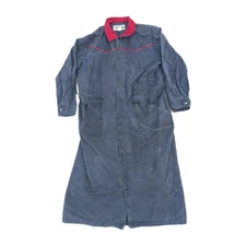 VTG Saddlesmith Outfitters black Denim Duster Ranch Coat, Med, USA Made