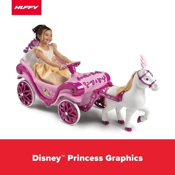 Disney Princesa Real Caballo y Carruaje Alimentado por Batería 6 Voltios Niños Juguete de Paseo Foto 3 de 4