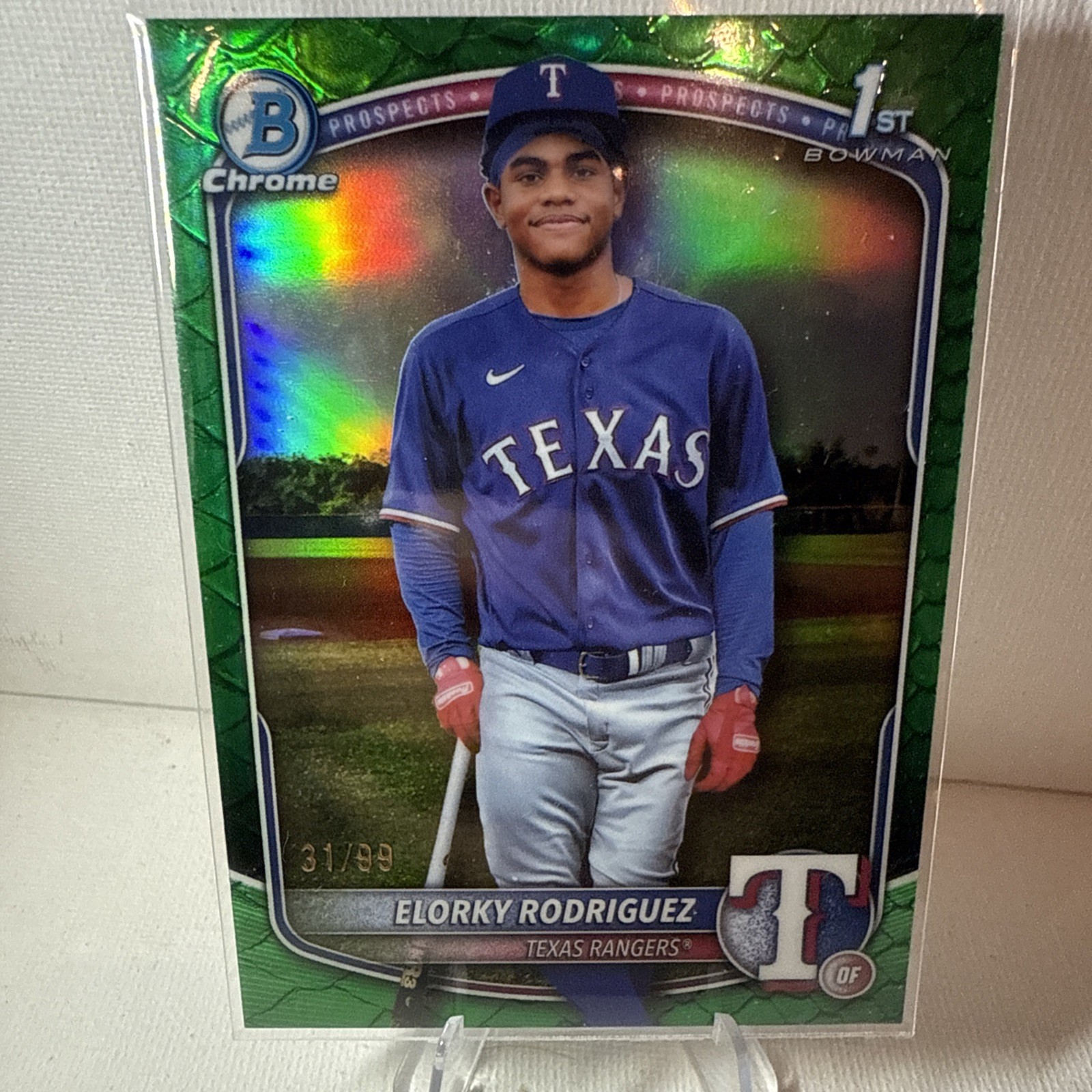 2025 Bowman Chrome 1st Green /99 Reptilian Elorky Rodriguez Refractor #BCP-186