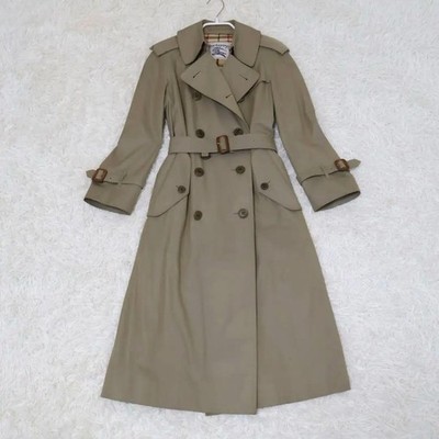 BURBERRY Trench Coat Nova Check Beige Cotton XS Classic Long