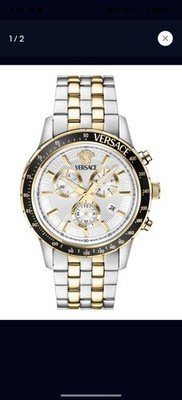 Versace Kronos Men's Sports Bracelet Watch Silver Gold And Black