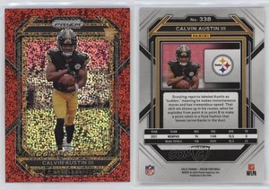 2022 Panini Prizm Rookies Red Sparkle Prizm Calvin Austin III #338 Rookie RC
