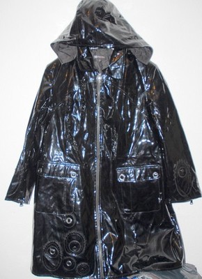 NANA BELLE PU Regenjacke  + Kapuze Regenmantel Regen Mantel Jacke 46-48 / XL