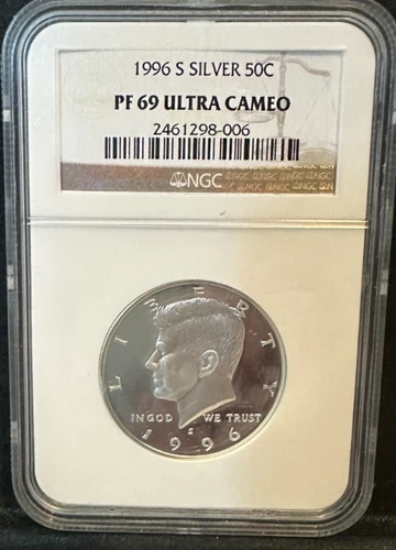1996-S Silver 90% PF69 Ultra Cameo NGC Kennedy Half Dollar Proof Coin