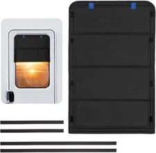 Door Window Shade, New Model Foldable Black+Hook&Loop+Door Fit 25 x 16 inches