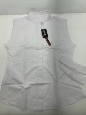 New Women’s White Sleeveless Tough 1 Comfort Riders English Riding Shirt 44 G-31