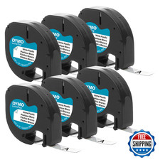 Dymo Lt Plastic Labeling Tape For Letratag Label Makers 1/2 12Mm Black Print On