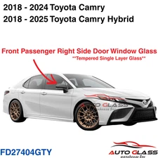 For 2018-2025 Toyota Camry Passenger Right Side Front Door Window Glass US Built
