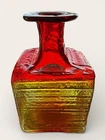 Blenko Glass Strata Block Vase Tangerine Textured 5.5” Sticker - Chip